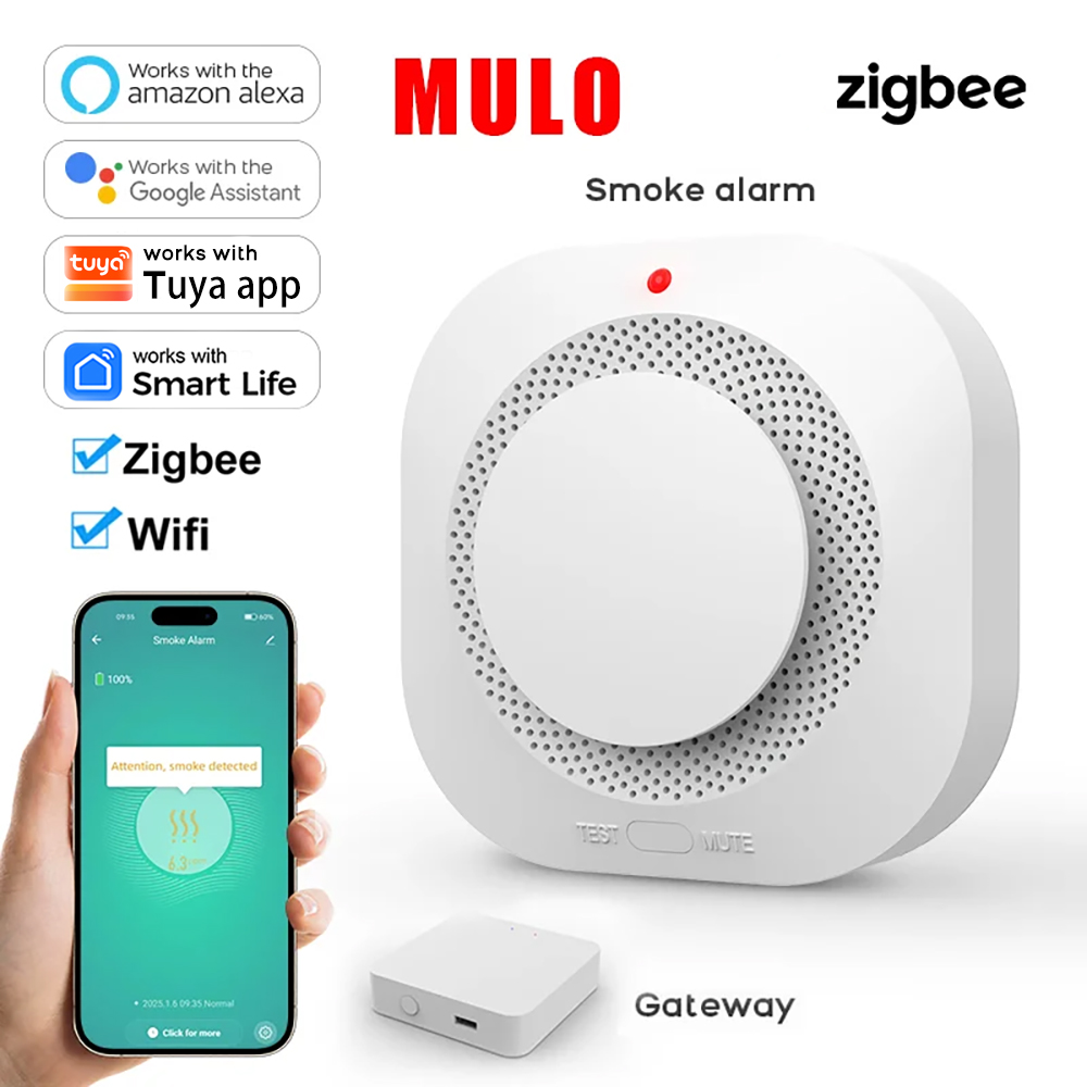 Smoke Detector Interconnected - ZigBee WiFi Smart Smoke Detector Alarm,